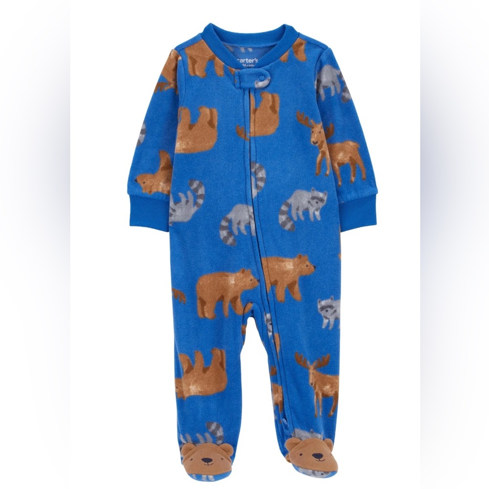 NWT Carters Animal Fleece One Piece Pajamas
